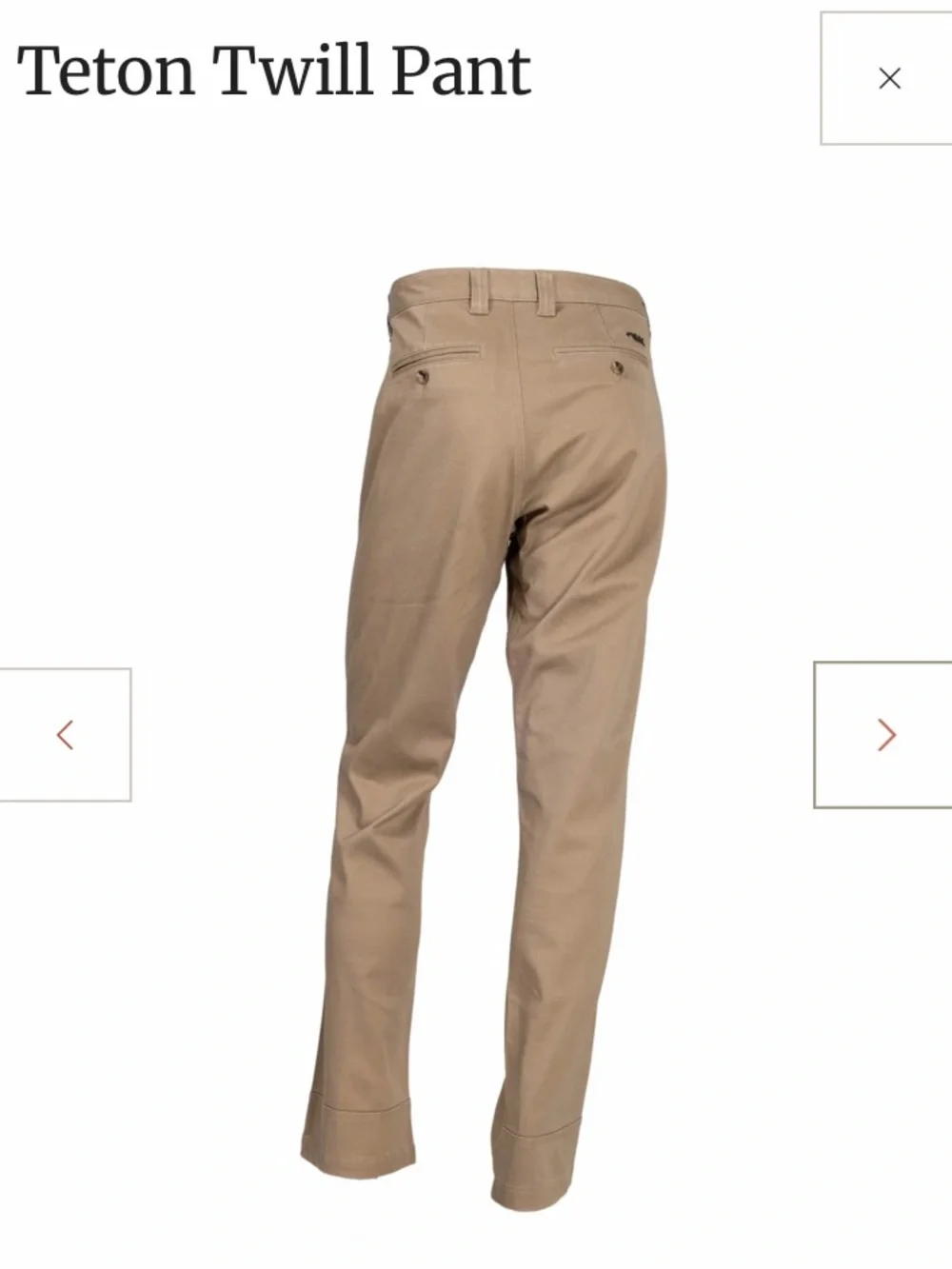 NWT Mountain Khakis Teton Twill Pants Slim Fit 34x30 Retro Khaki Men’s Chino